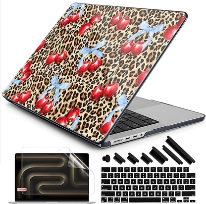 DONGKE for M4 MacBook Pro 16 Inch Case 2024 2023 2021 A3403 A3186 M3 A2991 M2 A2780 M1 A2485 Pro/Max Chip, Plastic Hard Shell Case & Keyboard Cover for Mac Pro 16 with Touch ID, Leopard & Cherry