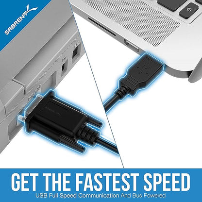 SABRENT USB 2.0 to Serial (9-Pin) DB-9 RS-232 Adapter Cable 6ft Cable [FTDI Chipset] (CB-FTDI)