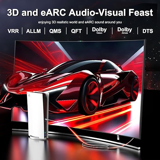 8K Fiber Optic HDMI Cable 15 FT, 8K@60Hz 4K@240Hz, Thin Extra Long HDMI Cable 48Gbps Ultra High Speed, Dynamic HDR, eARC, HDCP 2.2&2.3, 3D, Compatible for PS4/5/Xbox/TV/Laptop/Monitor