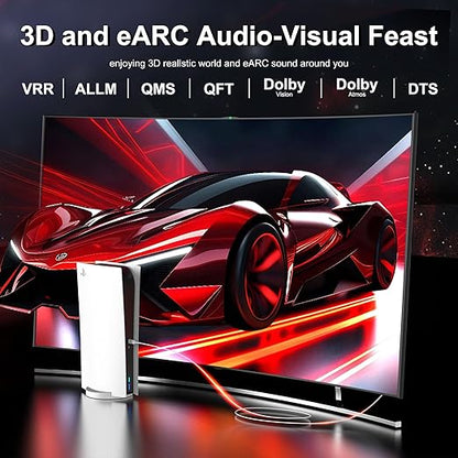 8K Fiber Optic HDMI Cable 80 FT, 8K@60Hz 4K@240Hz, Thin Extra Long HDMI Cable 48Gbps Ultra High Speed, Dynamic HDR, eARC, HDCP 2.2&2.3, 3D, Compatible for PS4/5/Xbox/TV/Laptop/Monitor