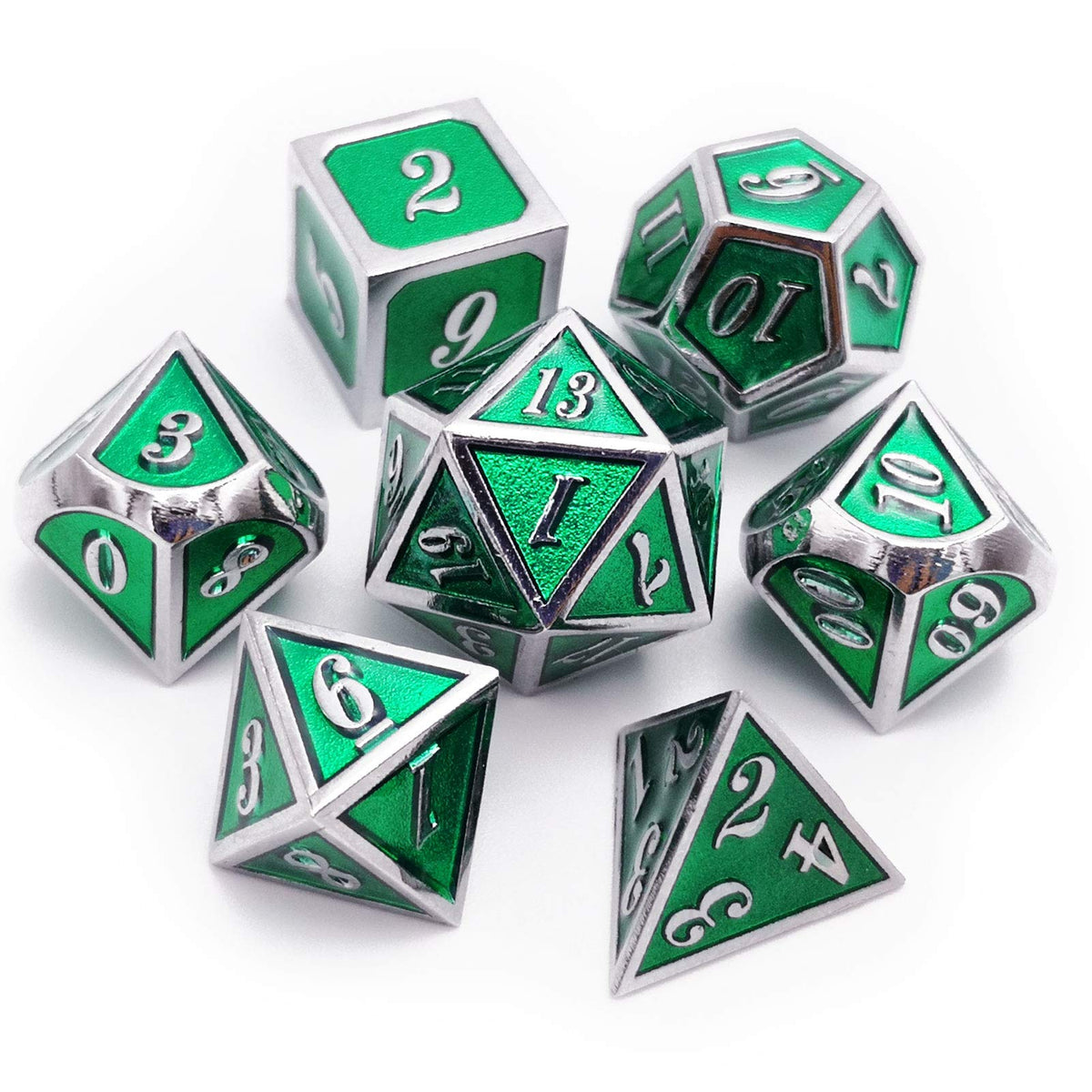 Haxtec Metal DND Dice Set, 7 Pcs Dragon Pattern Polyhedral Dice for RPG