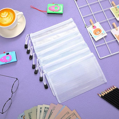 Jetec 32 Pcs Mesh Zipper Bags Toy Storage Bikini Organizer Bag Bolsas Para Guardar Trajes De Baño Waterproof Zipper Reusable Pouch Puzzle Multipurpose for Storage Office(White,7.5 x 5 Inch)