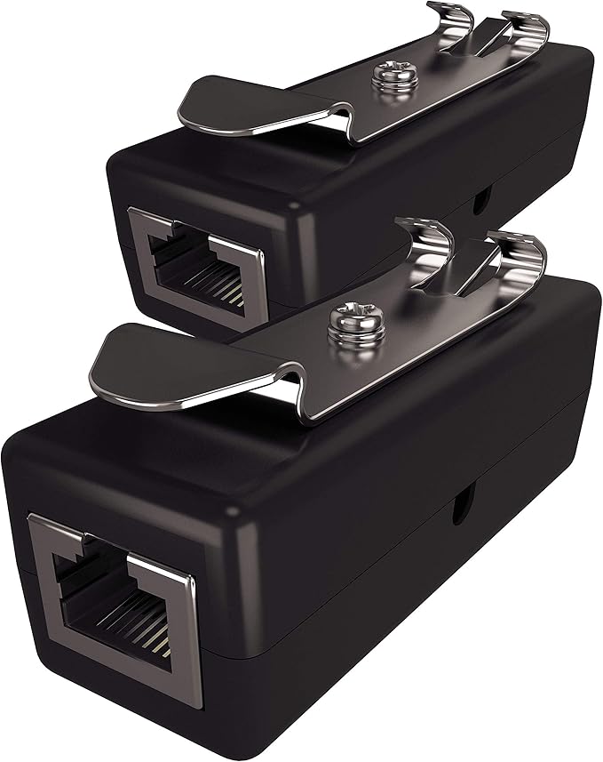 Ethernet Surge Protector (2 Pack) PoE+ Gigabit (with DIN Rail Mount Option) Gas Discharge Tube for Full Protection - RJ45 Lightning Suppressor - LAN Network CAT5/CAT6 Thunder Arrestor - Tupavco TP309