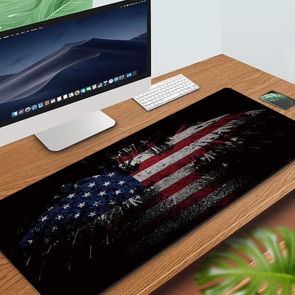 RTGGSEL 31.5x11.8 Inch Non-Slip Long Extended Large Gaming Mouse Pad with Stitched Edges XL Laptops Keyboard Mouse Mat(USA Eagle)