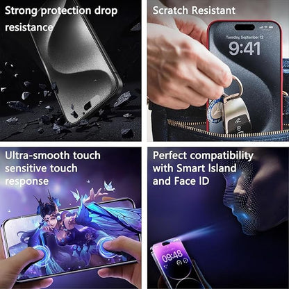 Matte Screen Protector for iPhone 17, iPhone 16 Pro 6.3-Inch, Auto Dust Removal, 9H Tempered Glass, Full Cover, Anti-Fingerprint, Easy Installation, 2 Pack
