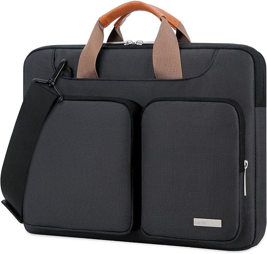 Lacdo 360° Protective Laptop Shoulder Bag for 13 inch New MacBook Air M4 A3240 2025, M3 A3113, M2 A2681, M1 A2337 A2179 A1932 2024-2018 | 13 inch MacBook Pro M2 M1 A2338 A2251 A2289 Computer Bag,Black