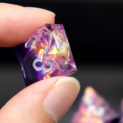 Haxtec Sharp Edge DND Dice Set, Purple Resin Polyhedral RPG Dice
