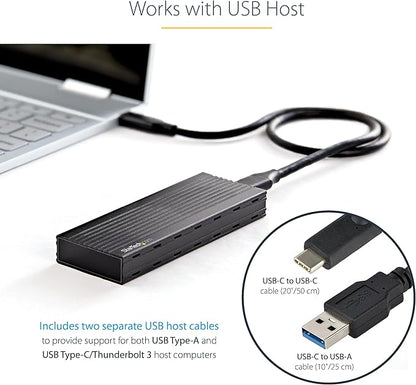 StarTech.com USB-C 10Gbps to M.2 NVMe or M.2 SATA SSD Enclosure, Portable External PCIe/SATA NGFF SSD Aluminum Case, USB Type-C / Type-A Host Cables, Supports 2230/2242/2260/2280 - TAA