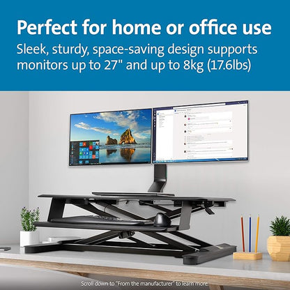 Kensington Dual Monitor Mount for Desk, C-clamp Vesa Monitor Stand Fits 2 Ultrawide Monitors Up to 27 Inches, Low Profile Stand, Height Adjustable Rotating Free Standing Arm, Black