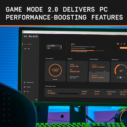 WD_BLACK SN850X 1TB NVMe SSD - M.2 2280, Up to 7,300 MB/s Read speeds, Up to 6,300 MB/s write speeds, Gaming Expansion, High Performance Internal Solid State Drive - WDS100T2X0E