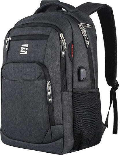 Laptop Backpack,Business Travel Anti Theft Slim Durable Laptops Backpack with USB Charging Port,Water Resistant College Computer Bag for Women & Men Fits 15.6 Inch Laptop and Notebook - Black