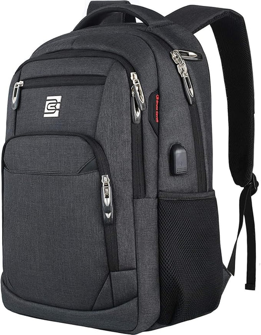 Laptop Backpack,Business Travel Anti Theft Slim Durable Laptops Backpack with USB Charging Port,Water Resistant College Computer Bag for Women & Men Fits 15.6 Inch Laptop and Notebook - Black