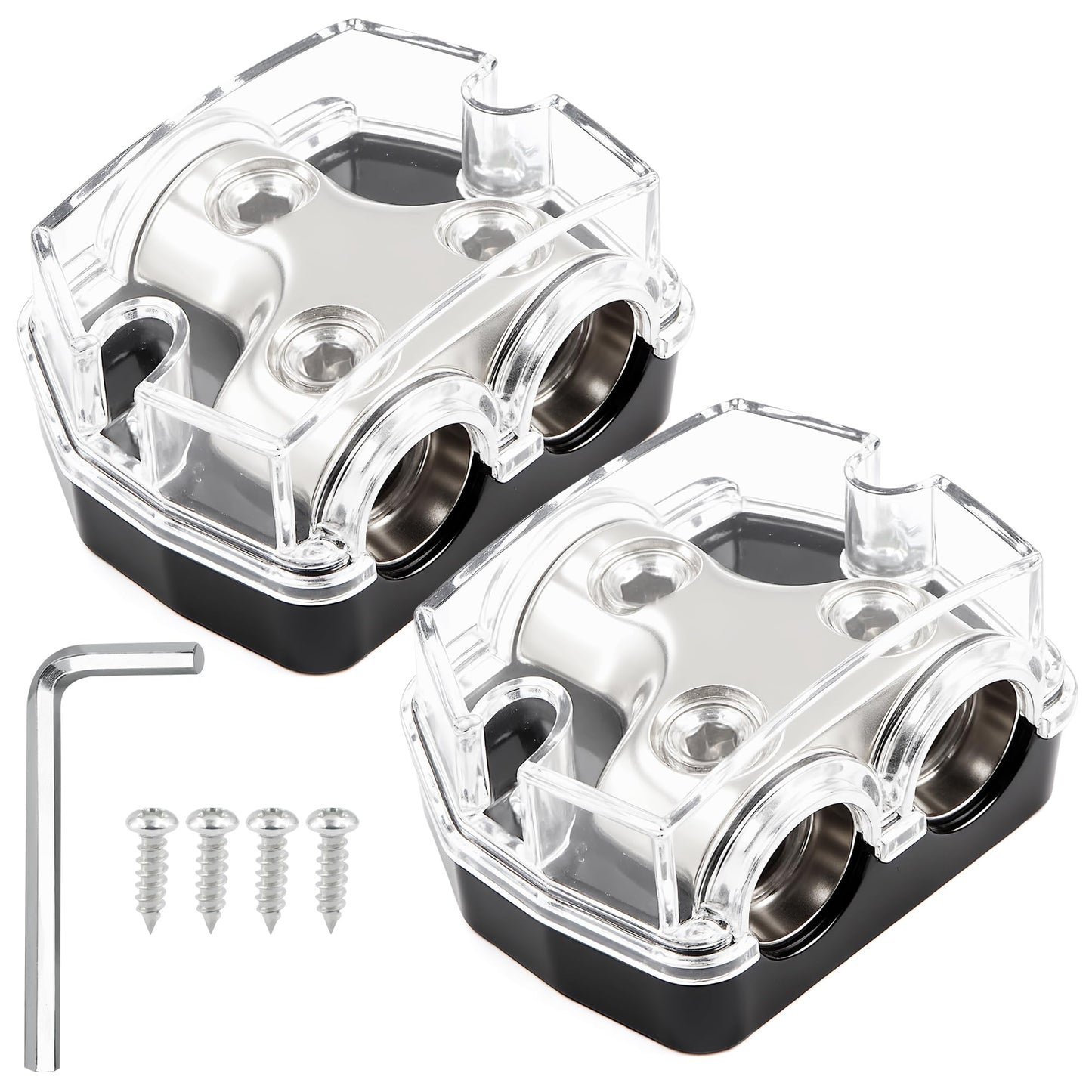 TuoLauthon 2 Way Power Distribution Block 1x 0 GA in 2X 0 GA Out Circuit Protector Distribution Connecting Blocks for Car Audio Splitter,2Pcs with Installation Kit