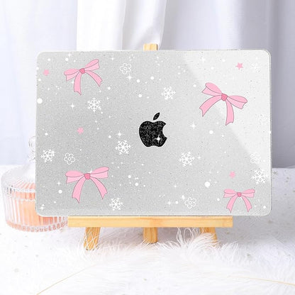 May Chen for MacBook Air 13.6 inch Case A3240 M4 A3113 M3 A2681 M2 with Retina Dispaly, 2025 2024 2023 2022 Release, Plastic Hard Shell Case with Screen Protector & Keyboard Cover, Snowflake Bow