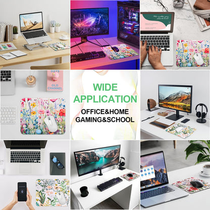 3 Pack Small Mouse pad Beautiful Flowers Plants Mouse Pads for Wireless Mouse Office Computer Mousepad for Desk Mat Laptop with Non-Slip Rubber Base(Flower)