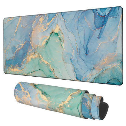 NITAHHHY Gaming Desk Pad Large Extra Length Fluid Art Marble Mouse Pad Keyboard Laptop Non-Slip Waterproof with Rubber Base Thick Stitched Edge Mouse Mat for Office Home 35.4 x 15.7 Inches