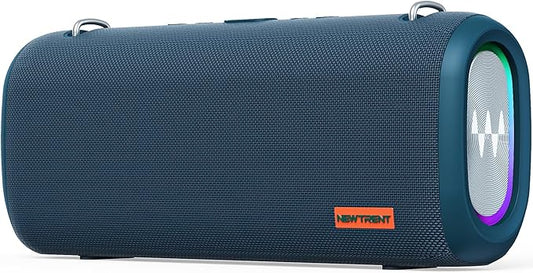 Vibe Pro Outdoor Bluetooth Speaker, 80W Peak Loud Portable Wireless Speaker, Waterproof IPX65, Deep Bass, RGB Lights, Studio Quality Sound Powered by Waves Audio, Party & Pool Ready (Blue)
