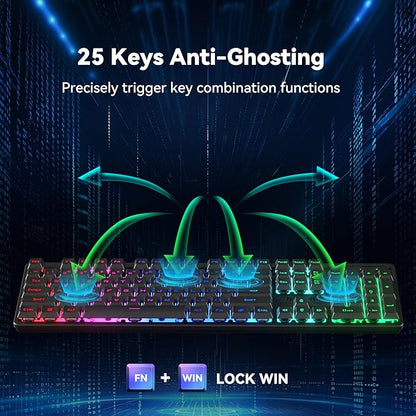 Redragon S107KS Wireless Gaming Keyboard and Mouse, RGB Backlit, 3 Mode (Wired/2.4G/BT), Up to 10,000 DPI Gaming Mouse with Software, Ultra Lightweight 65g, 25 Key Anti-Ghosting Keyboard for PC