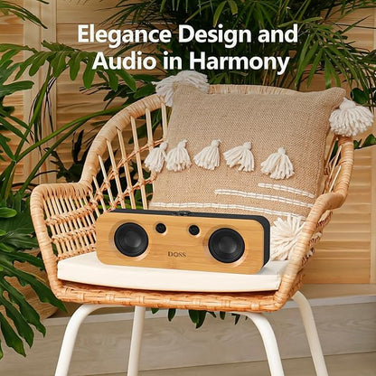 DOSS SoundBox H200 50W Home Bluetooth Speaker with Dual 3.5-Inch Woofers, Two 1-inch Tweeters, 35H Playtime, TWS, Sustainable Materials, BT 5.3, Wireless for Record Player/Computer/TV-Grey