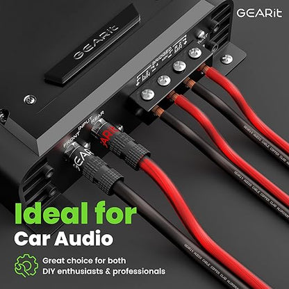 14 Gauge Car Speaker Wire, GearIT Pro Series (100 Feet, Soft Touch Translucent Red / Black) Copper Clad Aluminum CCA 14 AWG Automotive Car Speaker Wire for Car Stereo, Car Audio Wiring Kit - 100ft