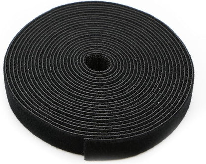 Reusable Fastening Tape Cable Ties 3/4 Inch Double Side Hook Roll (5 Yard, Black)