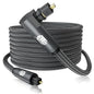 EMK 90 Degree Toslink Optical Cable 360 Degree Free-Rotating Plug Fiber Optic Cable S/PDIF Toslink Male to Male for Home Theater, Sound Bar, TV, PS4, Xbox,Grey (30ft/10m)