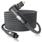 EMK 90 Degree Toslink Optical Cable 360 Degree Free-Rotating Plug Fiber Optic Cable S/PDIF Toslink Male to Male for Home Theater, Sound Bar, TV, PS4, Xbox,Grey (16ft/5m)