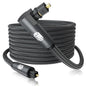 EMK 90 Degree Toslink Optical Cable 360 Degree Free-Rotating Plug Fiber Optic Cable S/PDIF Toslink Male to Male for Home Theater, Sound Bar, TV, PS4, Xbox,Grey (25ft/7.6m)