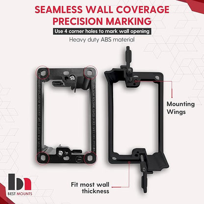 BestMounts - 4 Pack 1-Gang Recessed Snap-ON Low Voltage Cable Plate with Mounting Bracket ETL Listed (White, Outer Nose)