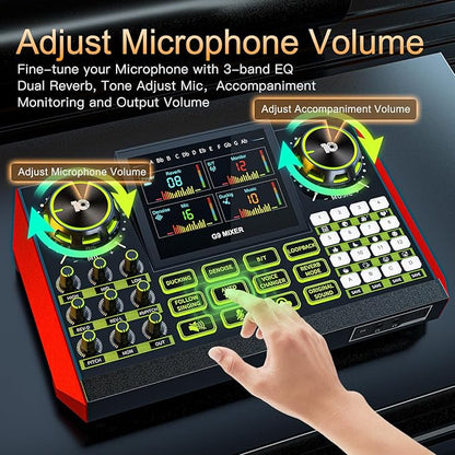 podcast equipment bundle, Live Sound Card with Audio Interface, All-in-One Audio Mixer with Voice Changer, Condenser Microphone for Live Streaming, Singing, Gaming, and Content Creation.
