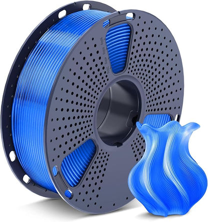 SUNLU 3D Printer Filament PETG Filament 1.75mm, Less Stringing Good Layer Adhesion High Toughness, PETG Filament 1.75 ±0.02mm, 1kg Spool(2.2lbs), Transparent Blue