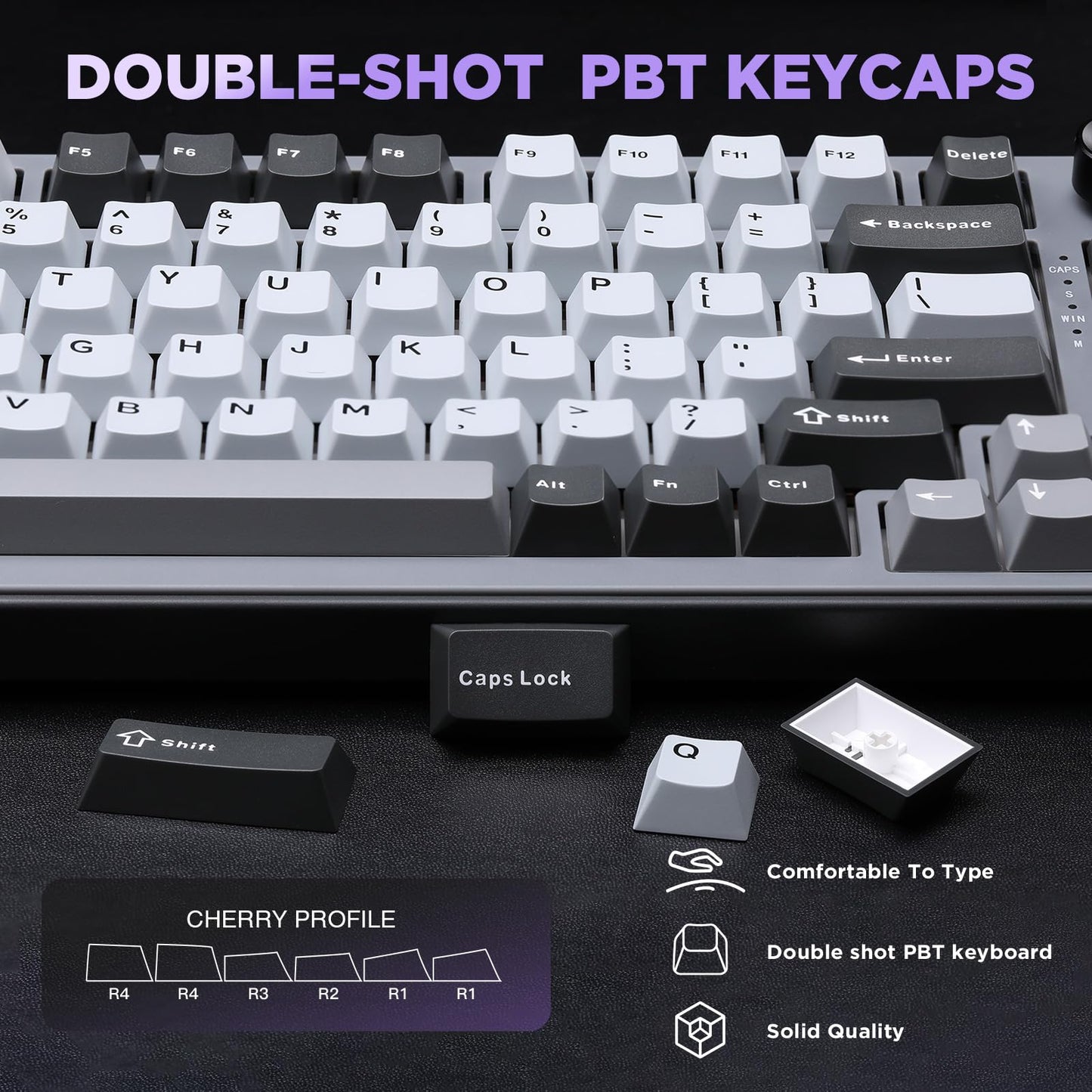 YUNZII B75 75% Hot Swap RGB Mechanical Keyboard(Dark Grey,Cocoa V2)