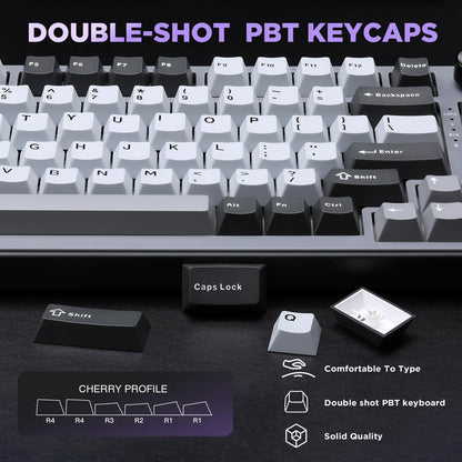 YUNZII B75 75% Hot Swap RGB Mechanical Keyboard(Dark Grey,Cocoa V2)