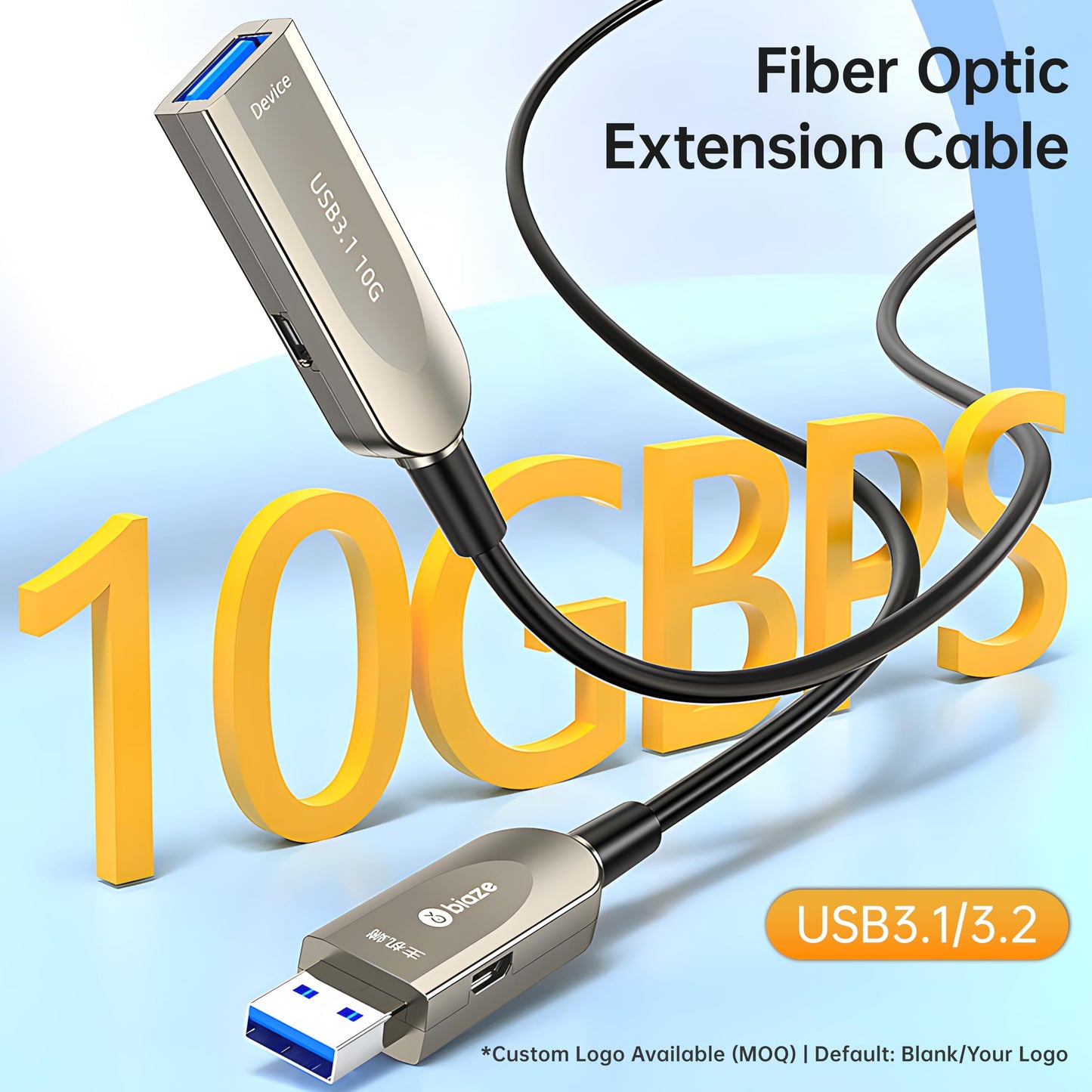 biaze Active Optical USB 3.0 Extension Cable Fiber Optic Type A Male to Female USB Extension Cord USB Extender 5Gbps Data Transfer for Webcam, Gamera, USB Hub, Keyboard, Hard Drive, Printer(65ft)