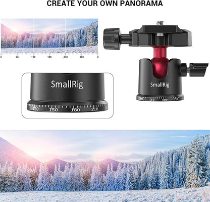 SmallRig Mini Ball Head, Tripod Head Camera 360° Panoramic with 1/4" Screw 3/8" Thread Mount and Quick Release Plate Metal Ball Joint for Monopod, DSLR, Phone, Gopro, Max Load 4.4lbs/2kg - BUT2665