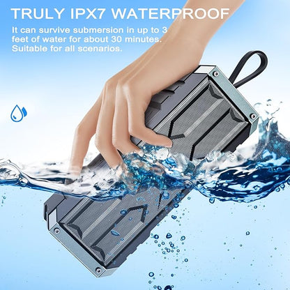 comiso Bluetooth Speaker, 5.3 Rugged Portable Speaker with 20W Stereo Sound, Speakers Bluetooth Wireless IPX7 Waterproof, 24H Playtime, Small Speakers with Deep Bass for Home, Outdoor, Beach, Travel