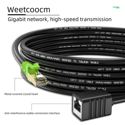 Weetcoocm Ethernet Extension Cable 3ft, Network Cat6a Extension Patch Cable RJ45 Cords Shielded Male to Female Connector (3FT)
