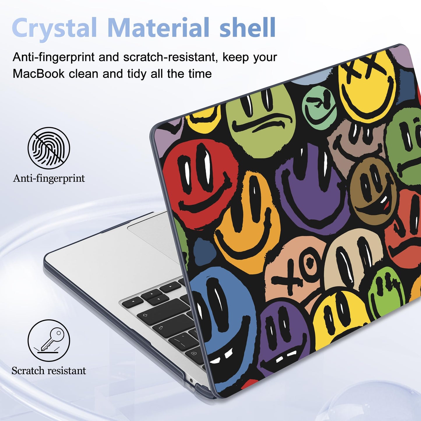 Lepeoac Case for 2026/2025/2024/2023 MacBook Air 15-inch Laptop Release M5 A3448 /M4 A3241 /M3 A3114 /M2 A2941, Stylish Protective Hard Shell Cover for MacBook Air 15.3 inch, Happy Emoji