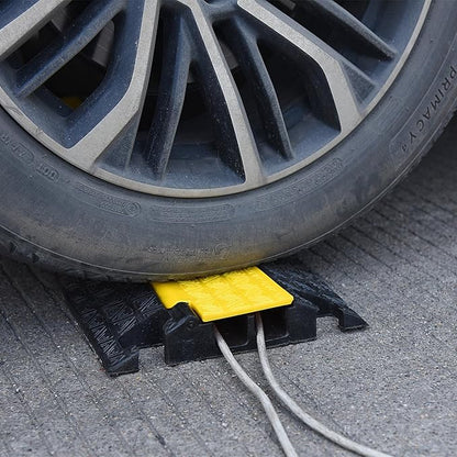 Heavy-Duty Rubber Cable Protector Ramp, Floor Cable Wire Cord Cover Speed Bumps 22000 Lbs Load Capacity, Driveway Hose Cable Ramp Protective Cover for Indoor Outdoor (Small 2-Channel x 4Pcs)