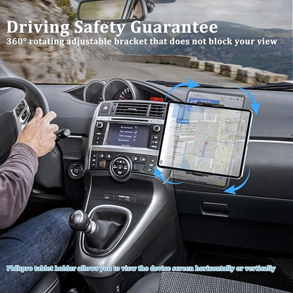 PLDHPRO Tablet Wall Mount Holder with Drill Base, Adjustable iPad Wall Mounted Stand Compatible with 5.1'' - 15.6'' Phones Tablets for Truck Dashboard Desk Kitchen Cabinet