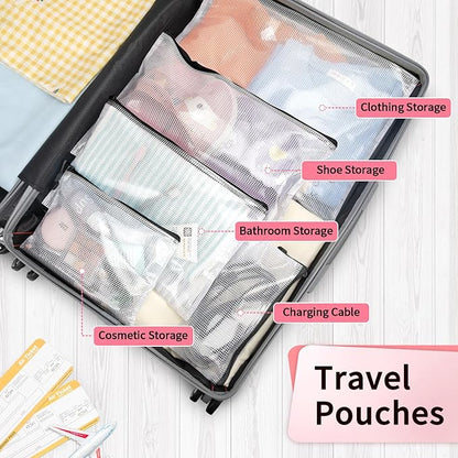 Umriox Mesh Zipper Pouch Puzzle Bags, 13.0x9.0 in (Black, 12 Packs), Letter Size A4 Size Zipper Bags for Office Supplies Travel Accessories