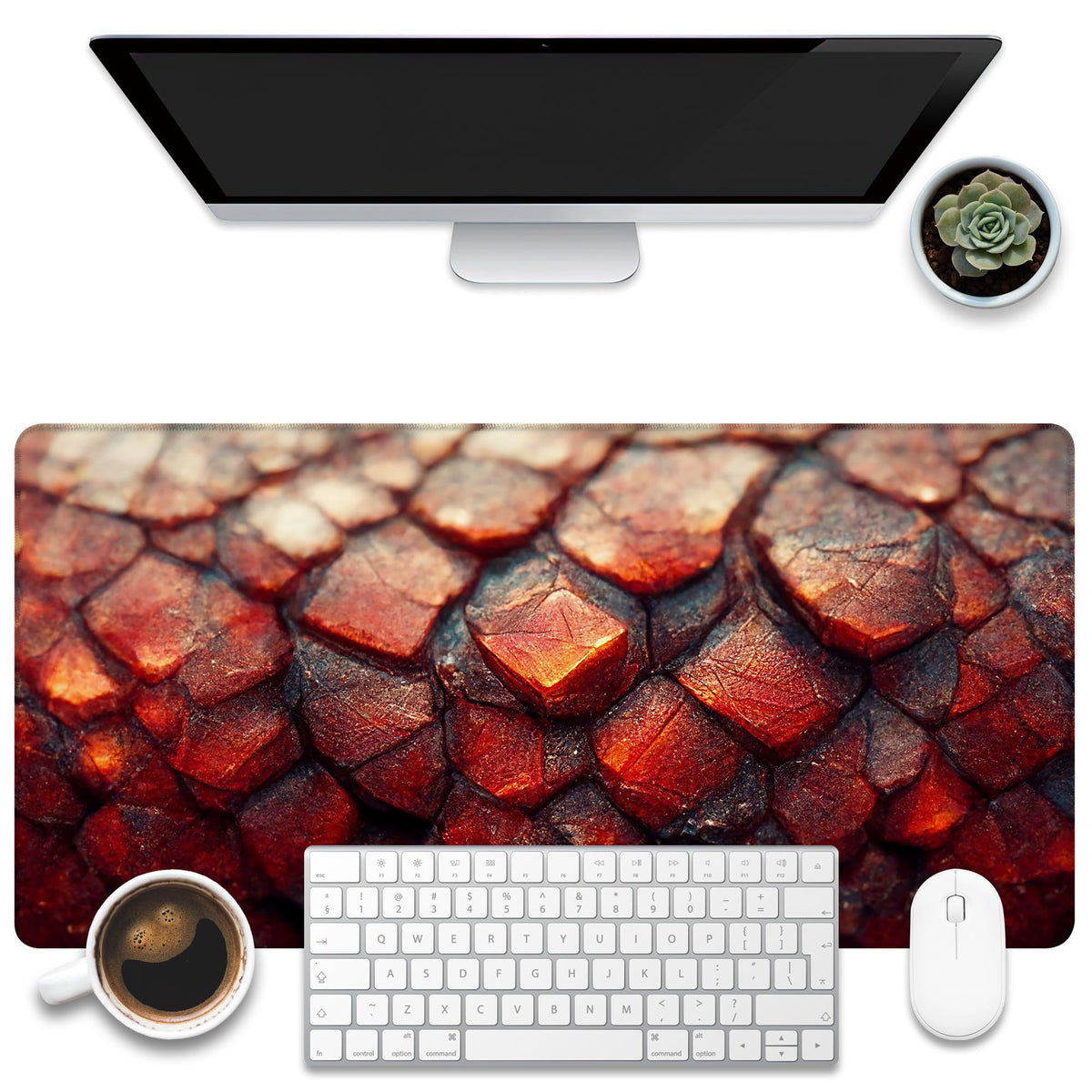 KOAIWPAE Desk Mat, Watercolor Pink Flowers Desk Pad, Green Leaves Flowers Large Gaming Mouse Pad for Desk, 31.5"x15.7" Extended Big Computer Keyboard Mouse Pad with Non-Slip Base and Stitched Edge