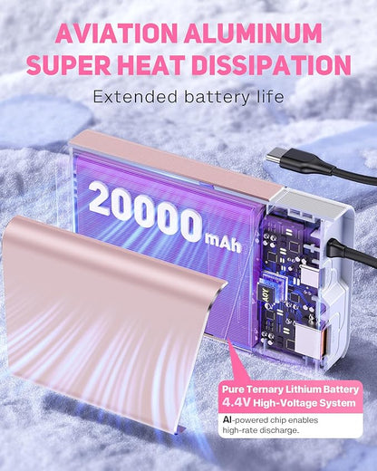 Portable Charger 20000mAh, 22.5W PD 3.0+QC 4.0 Super Fast Charging Power Bank, Cooler Aerospace Metal Case for iPhone 17 16 15 14, 13 Android, iPad, Samsung Google Tablet & More, Travel Essential