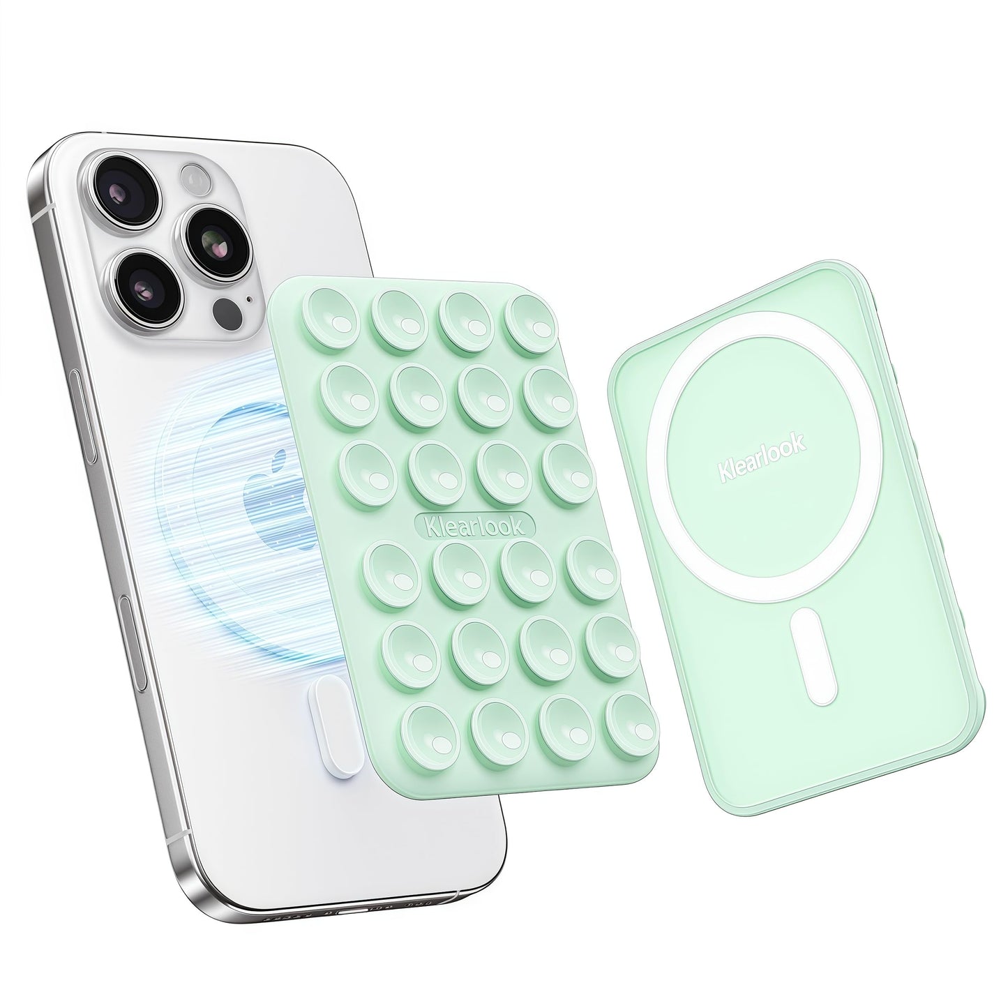Klearlook Magnetic Suction Phone Mount for MagSafe Case, Removable Sticky Phone Grip Holder for Hands-Free Makeup/Selfie/Live Streaming/Vlog for TikTok & Instagram Influencer/Creator, Light Green