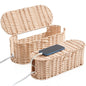 FairyHaus Cable Management Box 2Pack Cream, Handwoven Large and Small Cable Organizer Box Cover to Hide Cords and Power Strip, Imitation Wicker Cord Organizer Box Hider for Office Desk and Floor