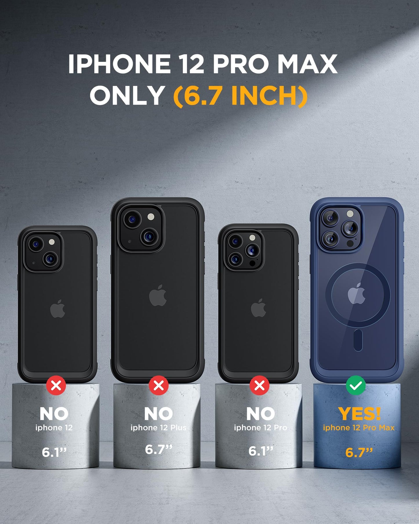 Miracase Magnetic for iPhone 12 Pro Max Case [Compatible with MagSafe] Full-Body Phone case with Built-in Glass Screen Protector& Camera Protector, Military Drop Proof 12 Pro Max Cover, Blue