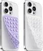 2PCS Silicone Suction Cup Phone Case Mount Double Sided, Hands-Free Phone Accessories Holder for Selfies and Videos, Silicon Sticky Phone Grip for iPhone and Android Transparent&Lavender