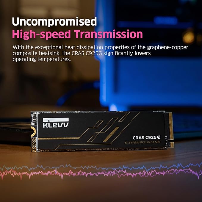 KLEVV CRAS C925G 500GB M.2 2280 NVMe PCIe Gen4x4 Internal Gaming SSD with Graphene Heatsink, Compatible with PS5, up to 7400MB/s (K500GM2SP0-25G)