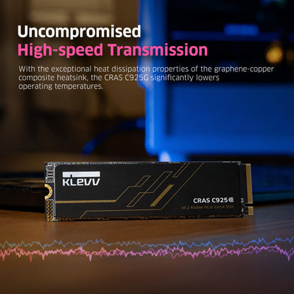 KLEVV CRAS C925G 2TB M.2 2280 NVMe PCIe Gen4x4 Internal Gaming SSD with Graphene Heatsink, Compatible with PS5, up to 7400MB/s (K02TBM2SP0-25G)