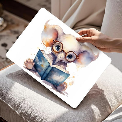 Mektron Compatible with M4 MacBook Air 15 inch Case 2025 A3241 2024 2023 M3 A3114 A2941 M2 Liquid Retina Display Touch ID, Plastic Hard Case & Keyboard Skin & Screen Protector - Cute Elephant C342